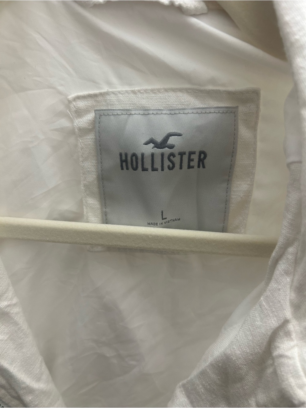 Hollister White Bomber Jacket with Subtle Gray Label